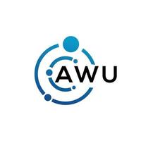 diseño del logotipo de la letra awu sobre fondo negro. concepto de logotipo de letra de iniciales creativas awu. diseño de letras awu. vector