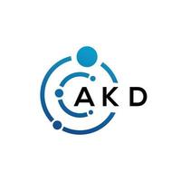 diseño de logotipo de letra akd sobre fondo negro. concepto de logotipo de letra de iniciales creativas akd. diseño de letras akd. vector