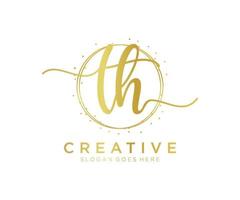 Initial TH feminine logo. Usable for Nature, Salon, Spa, Cosmetic and Beauty Logos. Flat Vector Logo Design Template Element.