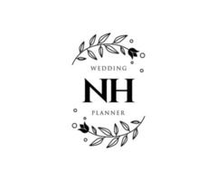 NH Initials letter Wedding monogram logos collection, hand drawn modern minimalistic and floral templates for Invitation cards, Save the Date, elegant identity for restaurant, boutique, cafe in vector