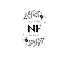 NF Initials letter Wedding monogram logos collection, hand drawn modern minimalistic and floral templates for Invitation cards, Save the Date, elegant identity for restaurant, boutique, cafe in vector