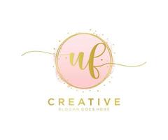 Initial UF feminine logo. Usable for Nature, Salon, Spa, Cosmetic and Beauty Logos. Flat Vector Logo Design Template Element.