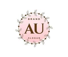 Initial AU feminine logo. Usable for Nature, Salon, Spa, Cosmetic and Beauty Logos. Flat Vector Logo Design Template Element.