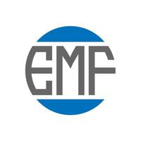 diseño de logotipo de letra emf sobre fondo blanco. concepto de logotipo de círculo de iniciales creativas emf. diseño de letras fem. vector