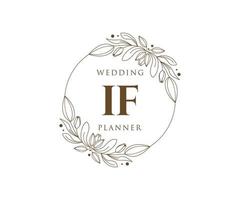 IF Initials letter Wedding monogram logos collection, hand drawn modern minimalistic and floral templates for Invitation cards, Save the Date, elegant identity for restaurant, boutique, cafe in vector