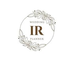 IR Initials letter Wedding monogram logos collection, hand drawn modern minimalistic and floral templates for Invitation cards, Save the Date, elegant identity for restaurant, boutique, cafe in vector