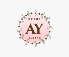 Initial AY feminine logo. Usable for Nature, Salon, Spa, Cosmetic and Beauty Logos. Flat Vector Logo Design Template Element.