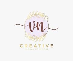 Initial VN feminine logo. Usable for Nature, Salon, Spa, Cosmetic and Beauty Logos. Flat Vector Logo Design Template Element.