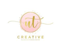 Initial UT feminine logo. Usable for Nature, Salon, Spa, Cosmetic and Beauty Logos. Flat Vector Logo Design Template Element.