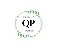 QP Initials letter Wedding monogram logos collection, hand drawn modern minimalistic and floral templates for Invitation cards, Save the Date, elegant identity for restaurant, boutique, cafe in vector