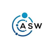 diseño de logotipo de letra asw sobre fondo negro. concepto de logotipo de letra de iniciales creativas asw. diseño de letras asw. vector