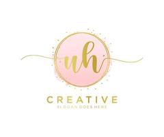 Initial UH feminine logo. Usable for Nature, Salon, Spa, Cosmetic and Beauty Logos. Flat Vector Logo Design Template Element.