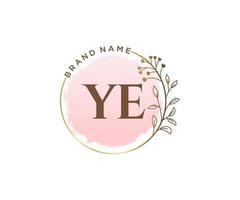 Initial YE feminine logo. Usable for Nature, Salon, Spa, Cosmetic and Beauty Logos. Flat Vector Logo Design Template Element.