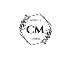 Initial CM feminine logo. Usable for Nature, Salon, Spa, Cosmetic and Beauty Logos. Flat Vector Logo Design Template Element.