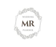 MR Initials letter Wedding monogram logos collection, hand drawn modern minimalistic and floral templates for Invitation cards, Save the Date, elegant identity for restaurant, boutique, cafe in vector