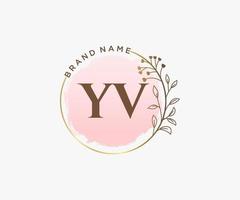 Initial YV feminine logo. Usable for Nature, Salon, Spa, Cosmetic and Beauty Logos. Flat Vector Logo Design Template Element.