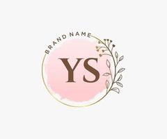 Initial YS feminine logo. Usable for Nature, Salon, Spa, Cosmetic and Beauty Logos. Flat Vector Logo Design Template Element.