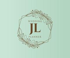 colección de logotipos de monograma de boda con letras iniciales jl, plantillas florales y minimalistas modernas dibujadas a mano para tarjetas de invitación, guardar la fecha, identidad elegante para restaurante, boutique, café en vector