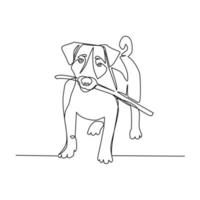 Vector illustration of a dog drawn in line art style