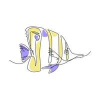 Tropical fish vector illustration drawn in line art style