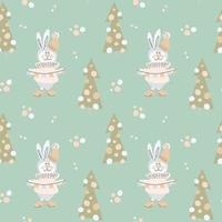 Seamless christmas pattern drawn in cartoon style vector