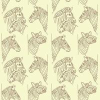 Seamless pattern with zebras drawn in line art style vector