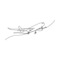 ilustración de vector de avión dibujada en estilo de arte de línea