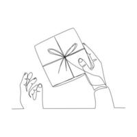 Gift vector illustration drawn in line art style