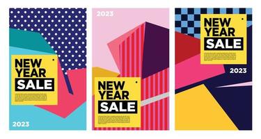 Vector New Year 2023 Sale with colorful abstract background for banner advertising