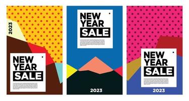 Vector New Year 2023 Sale with colorful abstract background for banner advertising