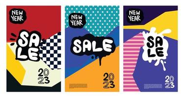 Vector New Year 2023 Sale with colorful abstract background for banner advertising