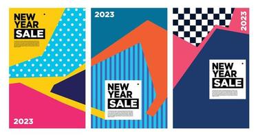 Vector New Year 2023 Sale with colorful abstract background for banner advertising