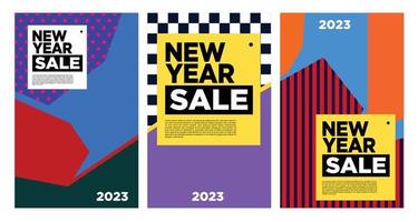 Vector New Year 2023 Sale with colorful abstract background for banner advertising