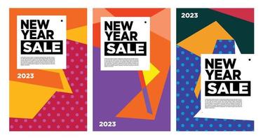 Vector New Year 2023 Sale with colorful abstract background for banner advertising