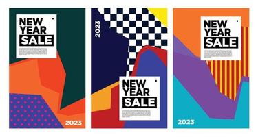 vector venta de año nuevo 2023 con fondo abstracto colorido para publicidad de banner