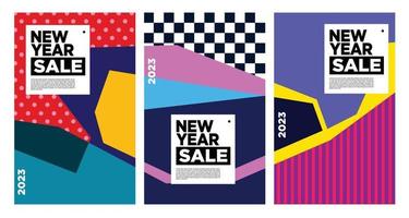 Vector New Year 2023 Sale with colorful abstract background for banner advertising