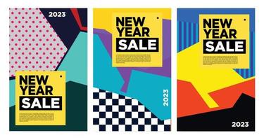 Vector New Year 2023 Sale with colorful abstract background for banner advertising