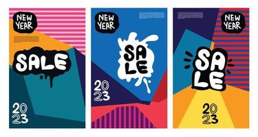 Vector New Year 2023 Sale with colorful abstract background for banner advertising