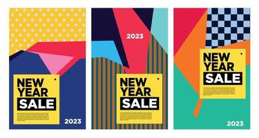 Vector New Year 2023 Sale with colorful abstract background for banner advertising