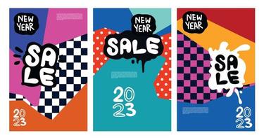 Vector New Year 2023 Sale with colorful abstract background for banner advertising