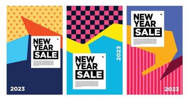 Vector New Year 2023 Sale with colorful abstract background for banner advertising