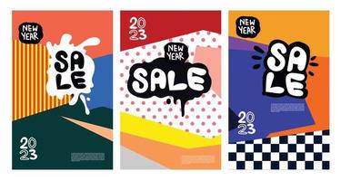 Vector New Year 2023 Sale with colorful abstract background for banner advertising