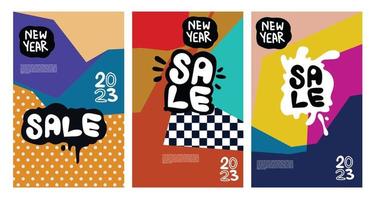 Vector New Year 2023 Sale with colorful abstract background for banner advertising