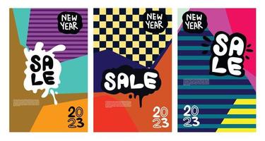 Vector New Year 2023 Sale with colorful abstract background for banner advertising