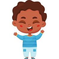 Dark-skinned happy joyful boy. character emotion vector