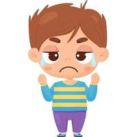 Crying boy with tears. Male character emotion vector