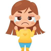 emoción. niña llorando con lágrimas. vector