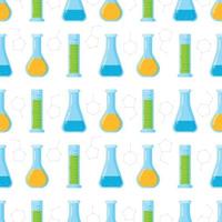 Vector illustration of the pattern of chemical test tubes and flasks.