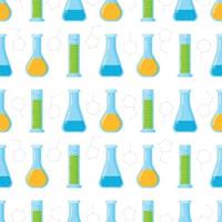 Vector illustration of the pattern of chemical test tubes and flasks.