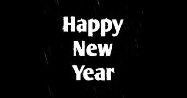 Animated happy new year with rain effect and text that glitters when hit by raindrops. happy new year video